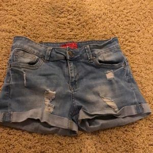 light blue jean shorts